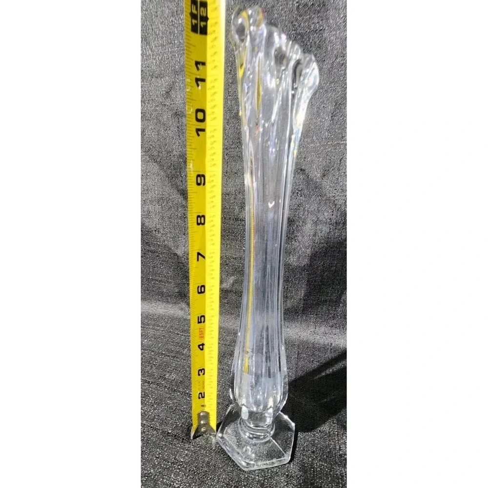 Vintage Clear‎ Ribbed Swung Stretch Glass Vase 12